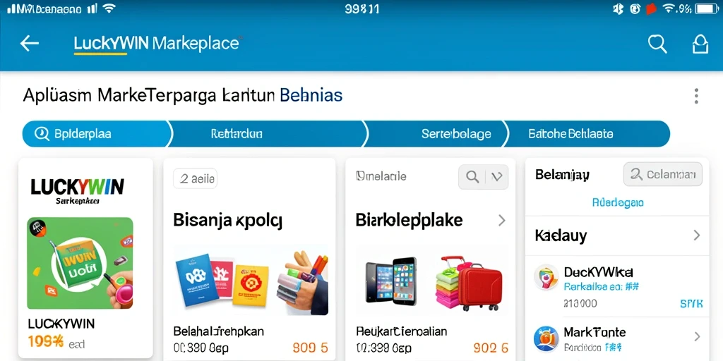 Antarmuka aplikasi LUCKYWIN yang menarik dan praktis untuk berbelanja.