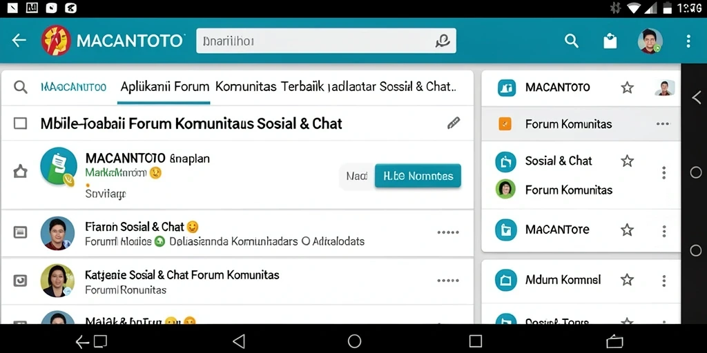 Tampilan antarmuka aplikasi MACANTOTO dengan fitur Forum Komunitas yang interaktif.