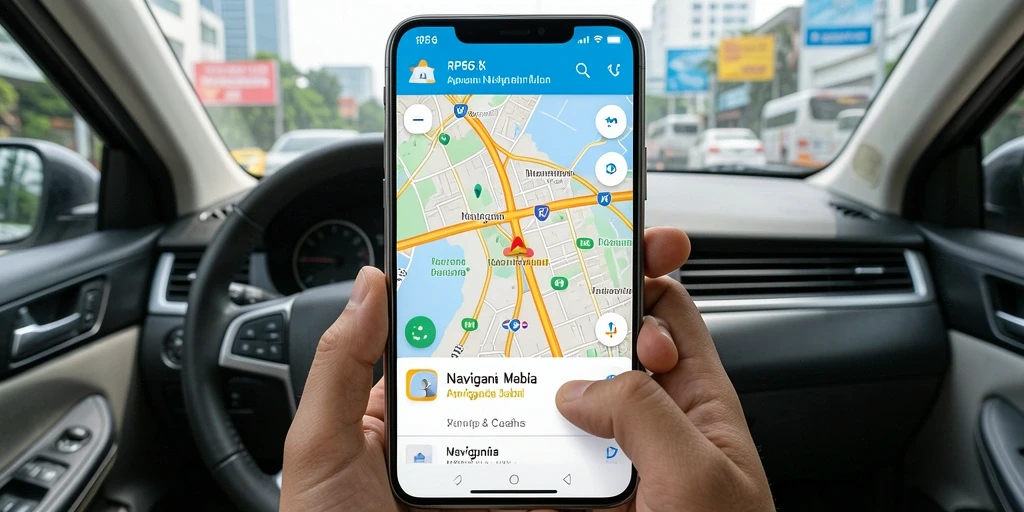 Antarmuka aplikasi Navigasi Mobil RP66 yang sederhana dan mudah digunakan.