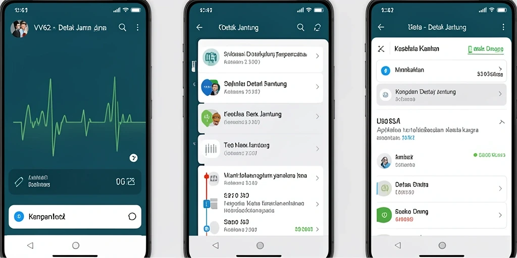 Antarmuka aplikasi Detak Jantung yang intuitif dan informatif.