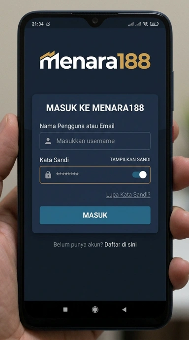 Tampilan halaman login menara188